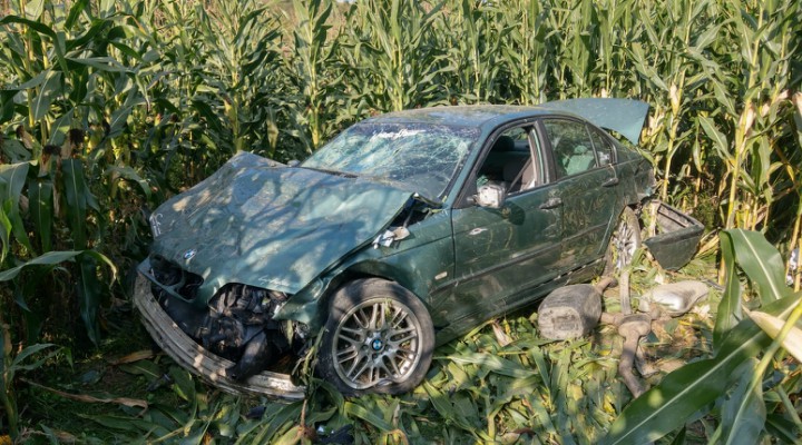 Accident Cluj. Tânăr de 21 de ani din Turda, fără permis, a ajuns cu mașina în lanul de porumb 1