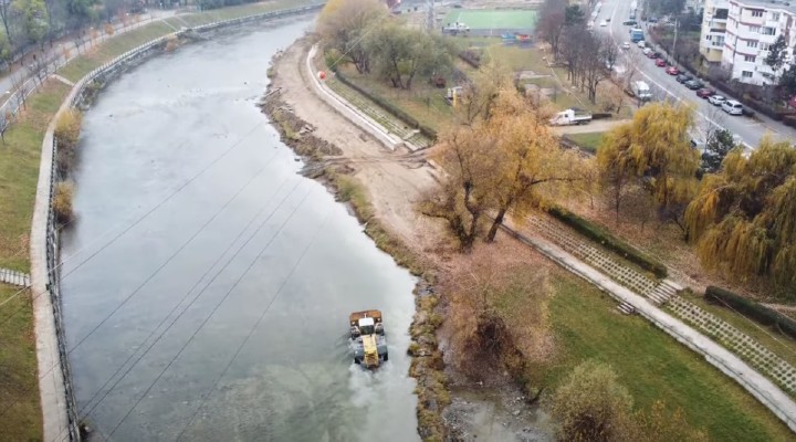 (Video) Cluj: Filmare aeriană cu lucrările de amenajare a malurilor Someșului 1