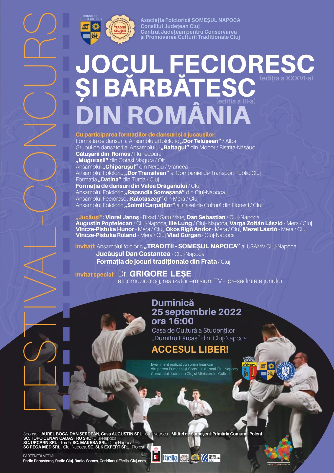 Clujenii sunt invitați la Festivalul-concurs „Jocul Fecioresc și Bărbătesc din România” 2