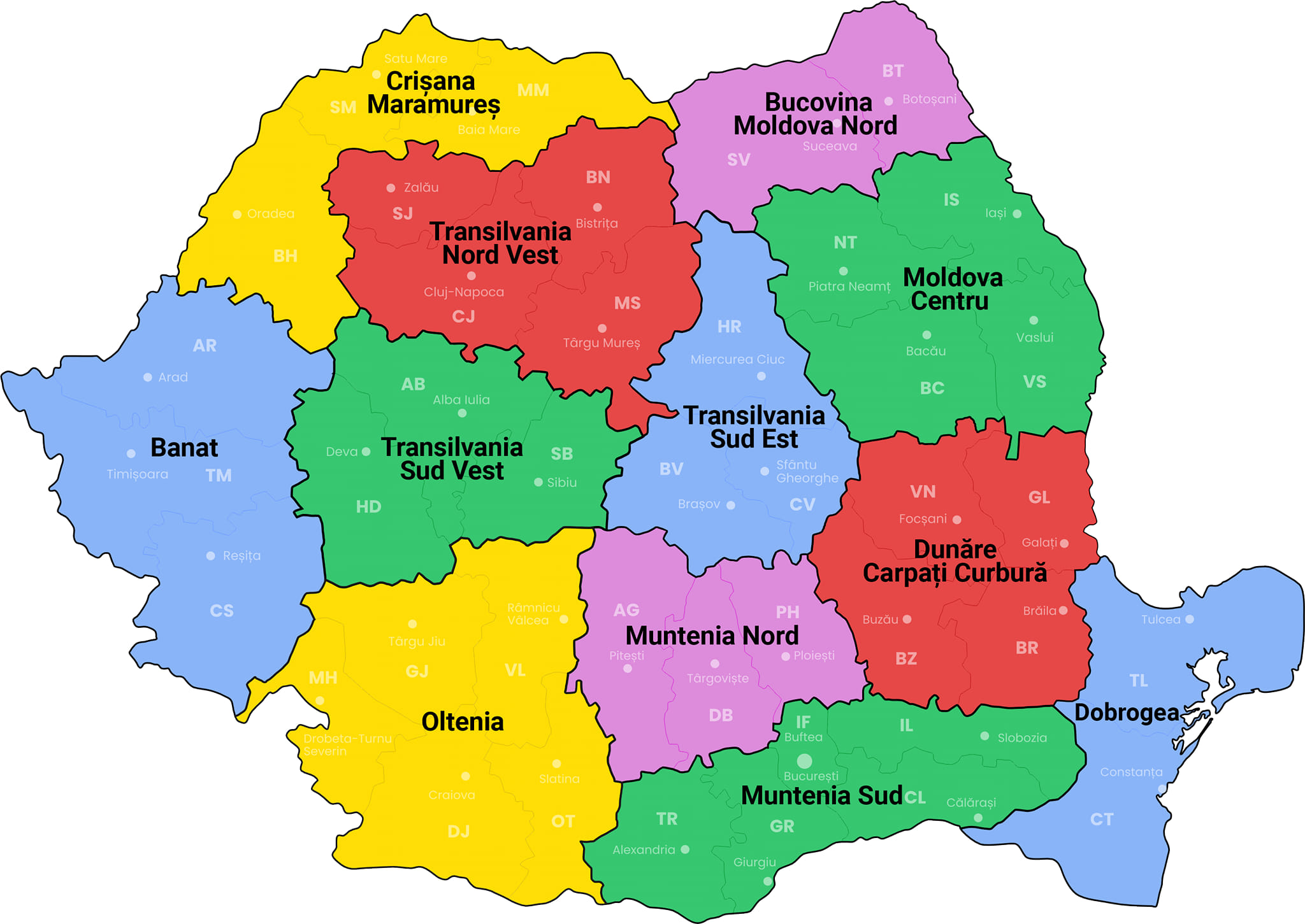 Clujul, unit cu județele Sălaj, Bistriţa Năsăud şi Mureş. Așa arată România în primul proiect de reorganizare administrativă din ultimii 40 de ani 1