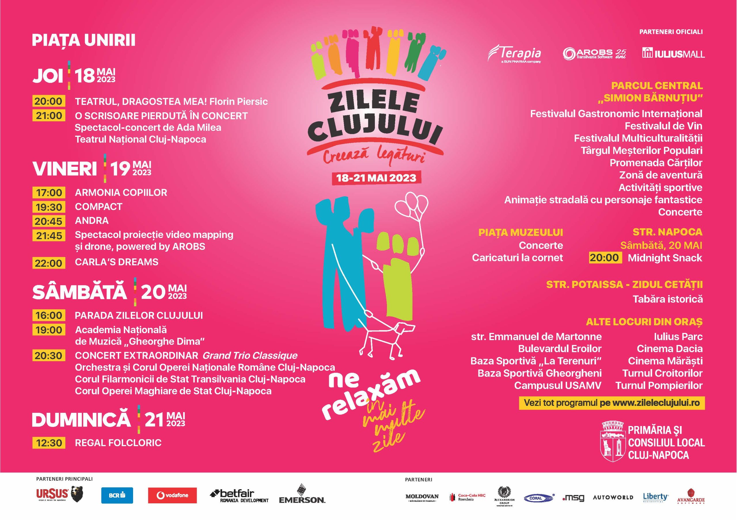Programul Zilelor Clujului. Sărbătoarea orașului are loc între 18 și 21 mai 2