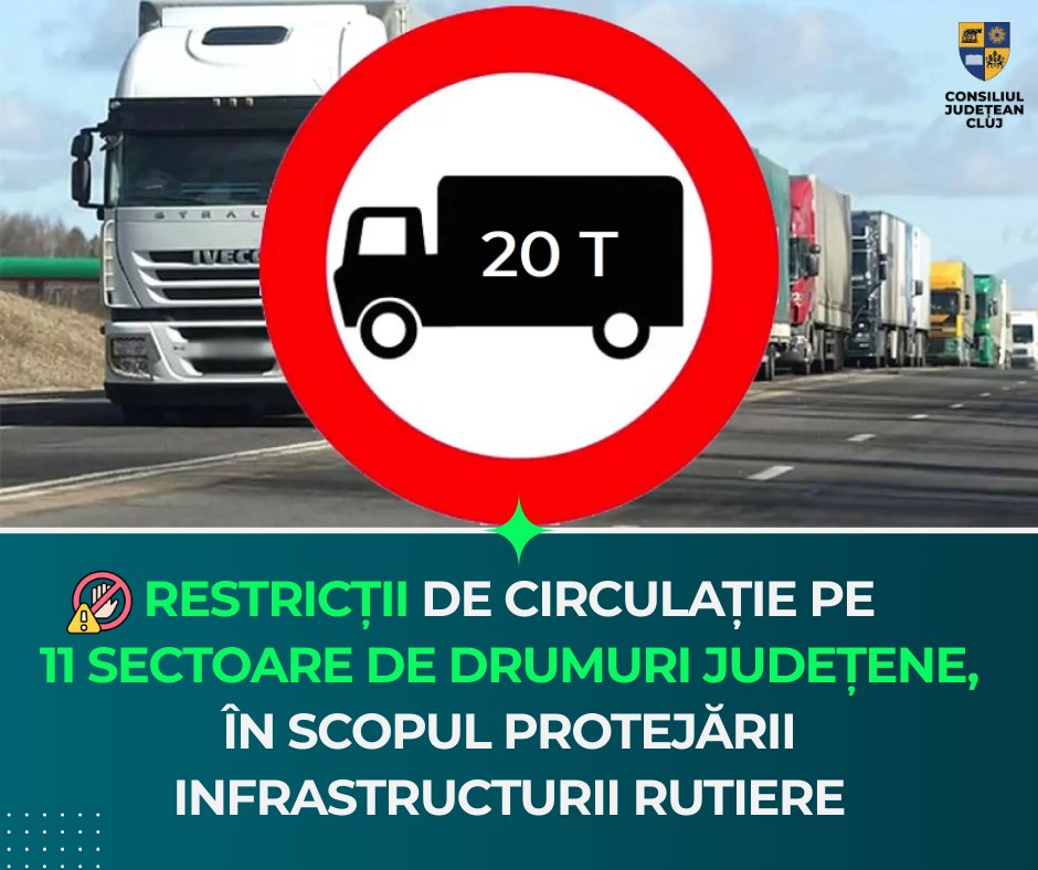 Schimbare majoră pe drumurile din Cluj: restricții de tonaj și viteză pe 11 sectoare până în 2030 1