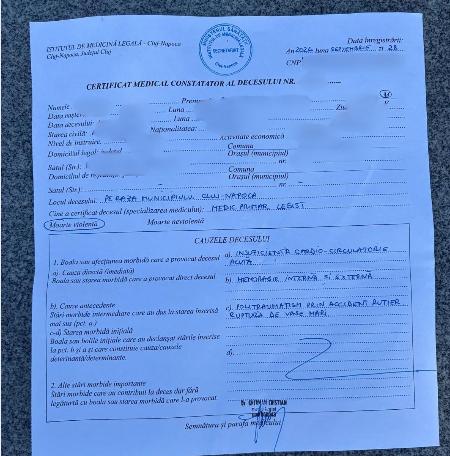 Noi date după accidentul mortal din Someșeni. Familia tânărului de 33 de ani publică documentul medico-legal: „Lăsați-l să se odihnească în pace” 1